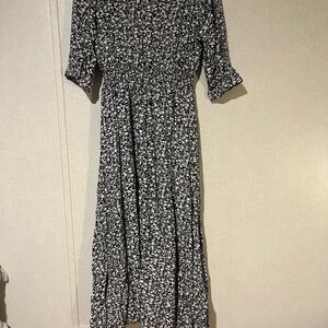 Floral Black and White Dress